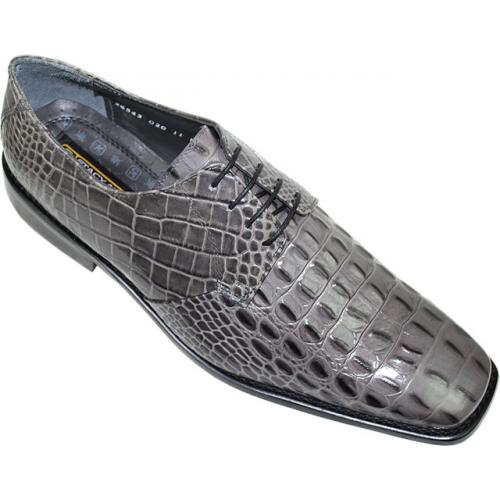 Stacy Adams "Merrick" Grey Hornback Alligator Print Shoes